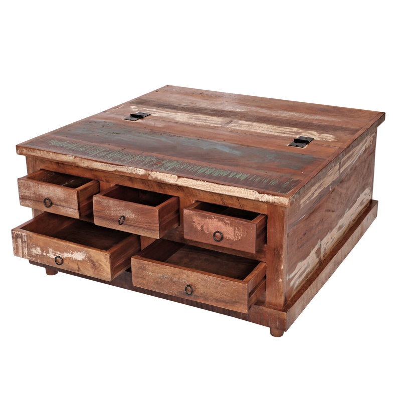Antique Solid Wood Square Coffee Table