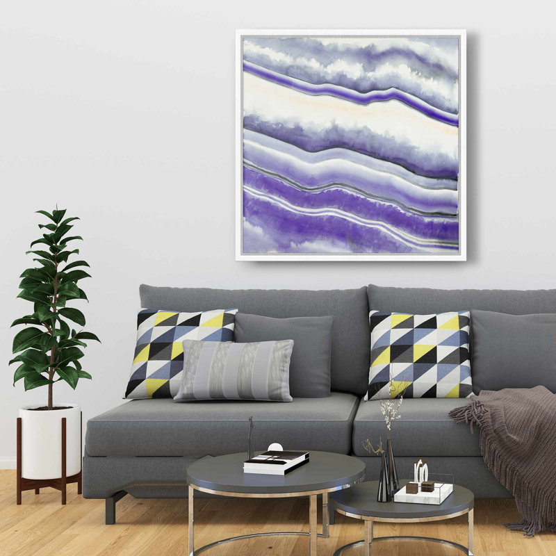 Mauve Geode - Minerals, toile abstraite encadrée, décoration intérieure