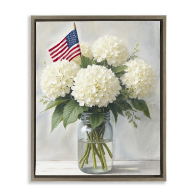 Cadre flottant hortensia patriotique festif, design par Kim Allen