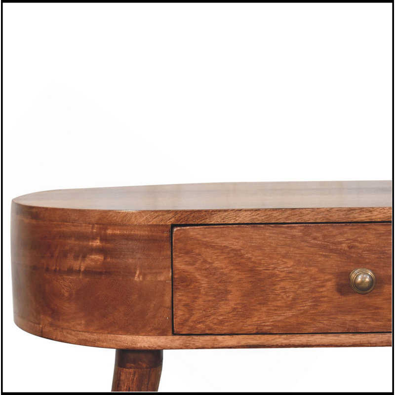 Petite console ronde en bois massif et noyer de Californie, Noyer