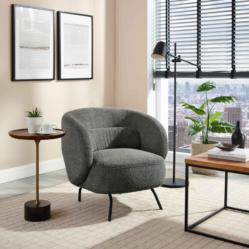 Jura 78Cm Wide Lounge Chair, Grey Boucle