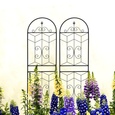 Ensemble de 2 treillis de jardin en métal 71 po x 19,7 po antirouille pour plantes grimpantes