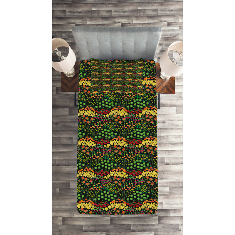 Vegetables Farmhouse / Country Polyester Coverlet, Twin Bedspread + 1 Sham