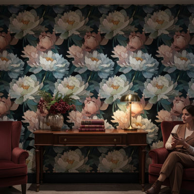 Papier peint floral, murale classique, décoration murale rétro