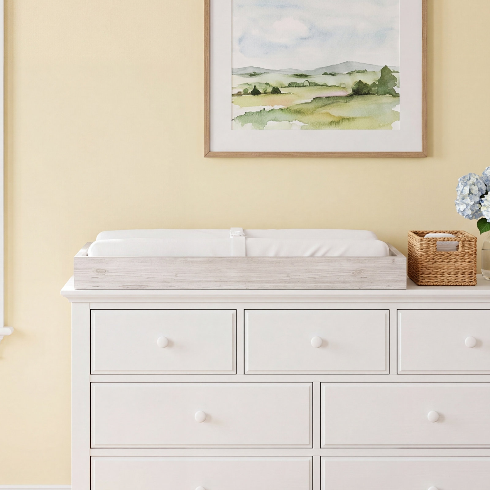 Carlson Solid Wood Changing Topper, Washed Linen