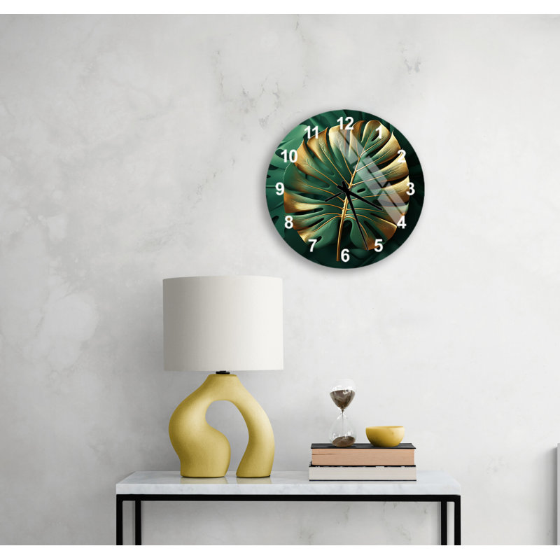 Horloge murale Glam Emerald Green, Blanc