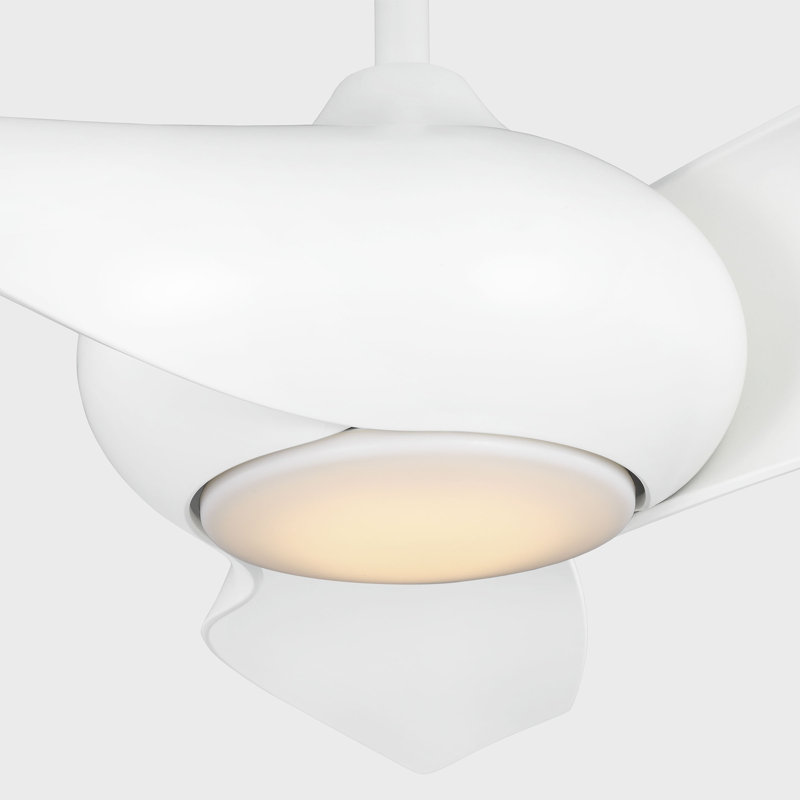 Visual Comfort Fan Topan Smart 60 LED Indoor Ceiling Fan with Threaded Downrod, Matte White ABS blades and Handheld Remote