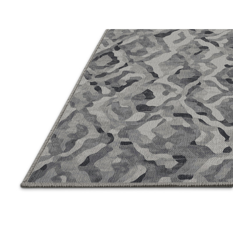 Machine Washable Gray Area Rug, Rectangle 2' x 3'