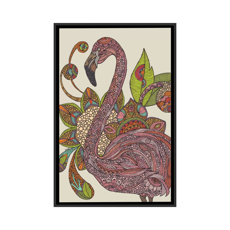 " Royal Flamingo " by Valentina Harper, 26" H x 18" W x 1.5" D, Black Framed Canvas