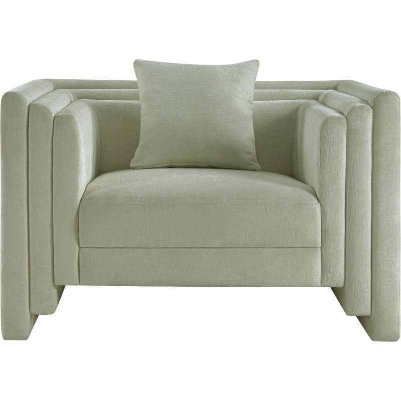 Everett Jalice Chenille Fabric Upholstered Chair, Mint Chenille Fabric