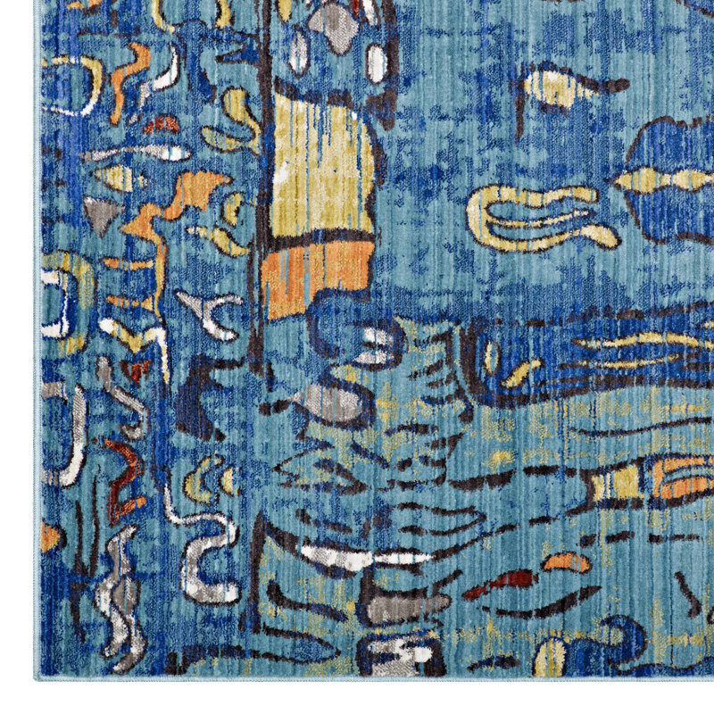 Modway Yaretzi Distressed Southwestern Aztec Area Rug, Rectangle 4' x 6'