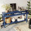 Table de ferme avec 3 tiroirs, console peinte avec tablette inférieure et poignées en fer, table de canapé minimaliste-1725165987