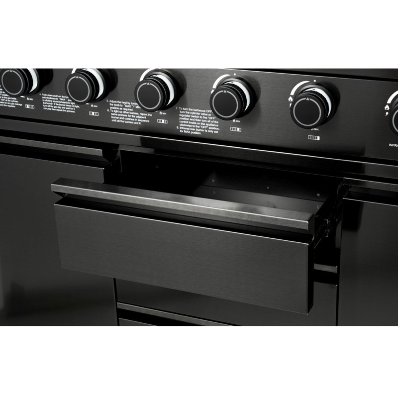 Barbecue au gaz en acier inoxydable noir à 4 brûleurs VESTIVium Sera - 75 300 BTU, brûleur arrière et latéral infrarouge - NG