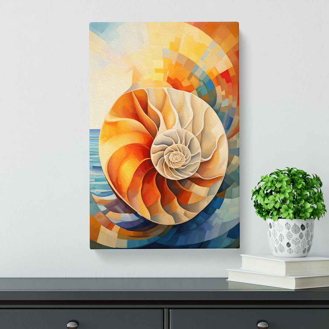 Seashell Cubism Art - Wrapped Canvas