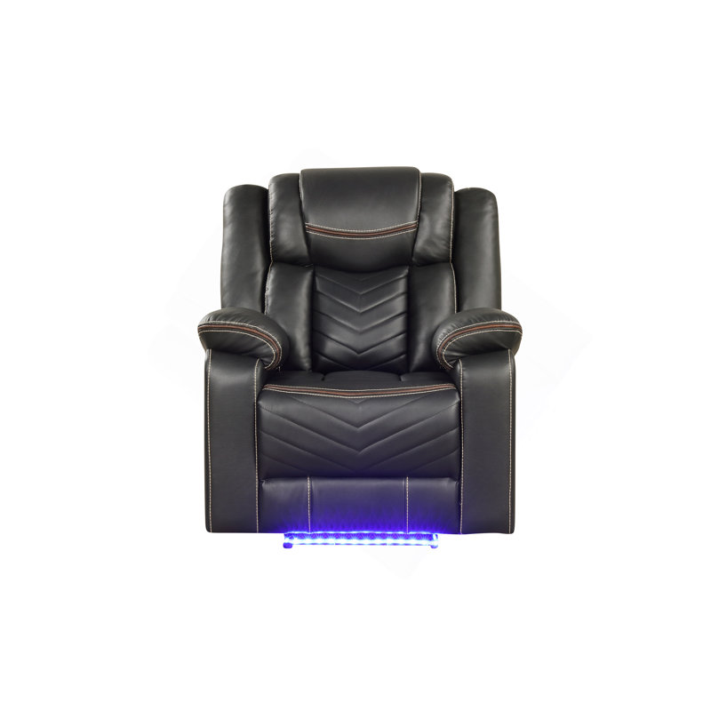 Challenger Modern Contemporary LED Power Recliner Chair Made With Wood And Metal Frame, Gray