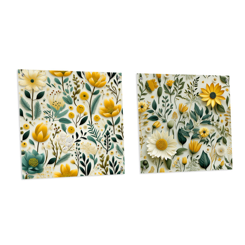 Antonin - ensemble de 2 verres muraux abstraits en acrylique, H 16 po x l 33 po