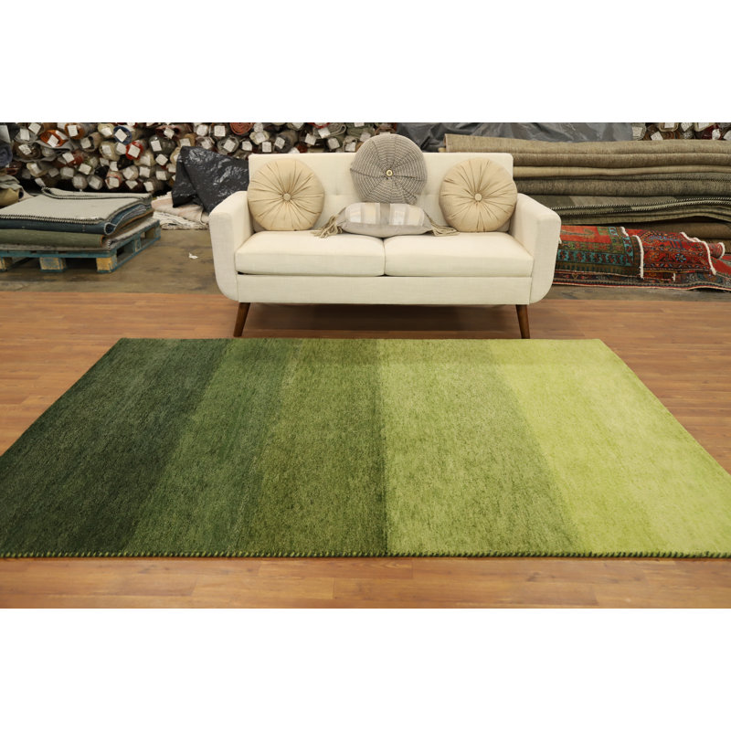 Tapis vert serein dégradé de style Gabbeh 6 x 8