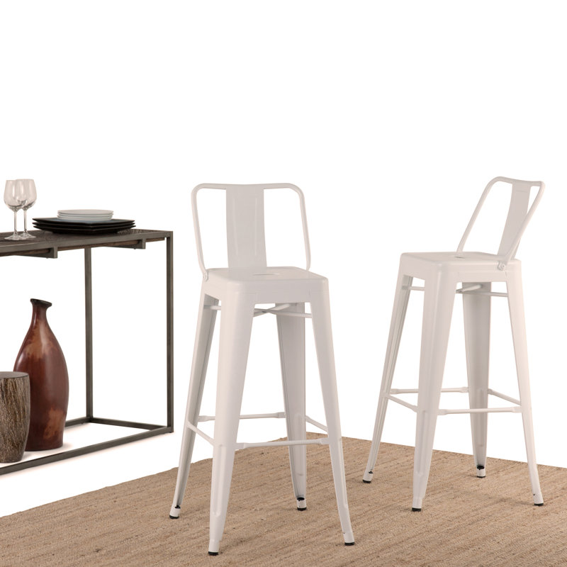 Tabouret 30 "en métal, 2, Blanc
