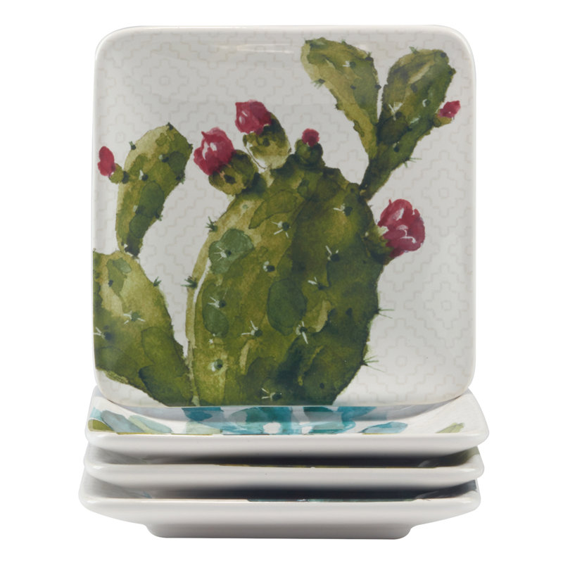 Cactus Verde, ensemble de 4 assiettes canapés 6 po