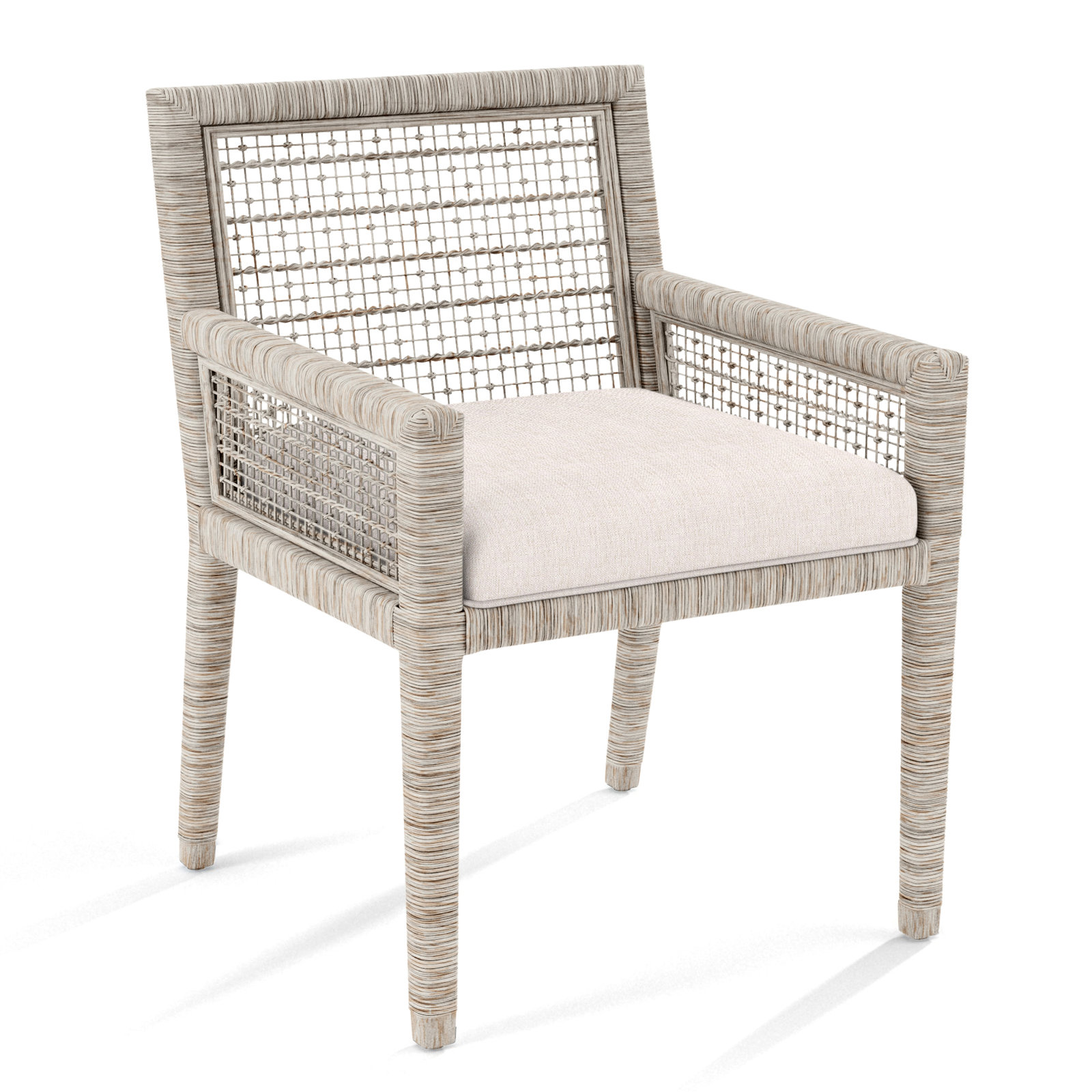 Glinda Dining Armchair, White Sugar Performance; 0863-91, Antique Frost White