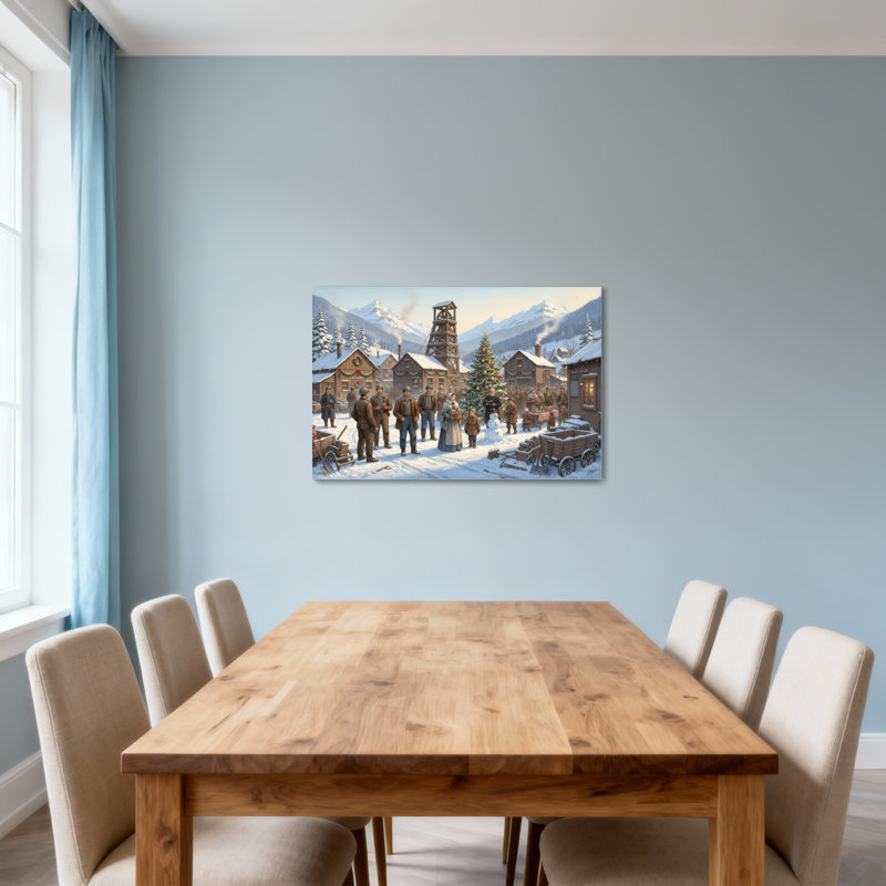 Village de Noël d'hiver, scène de Noël avec des gens, H 24 po x l 36 po