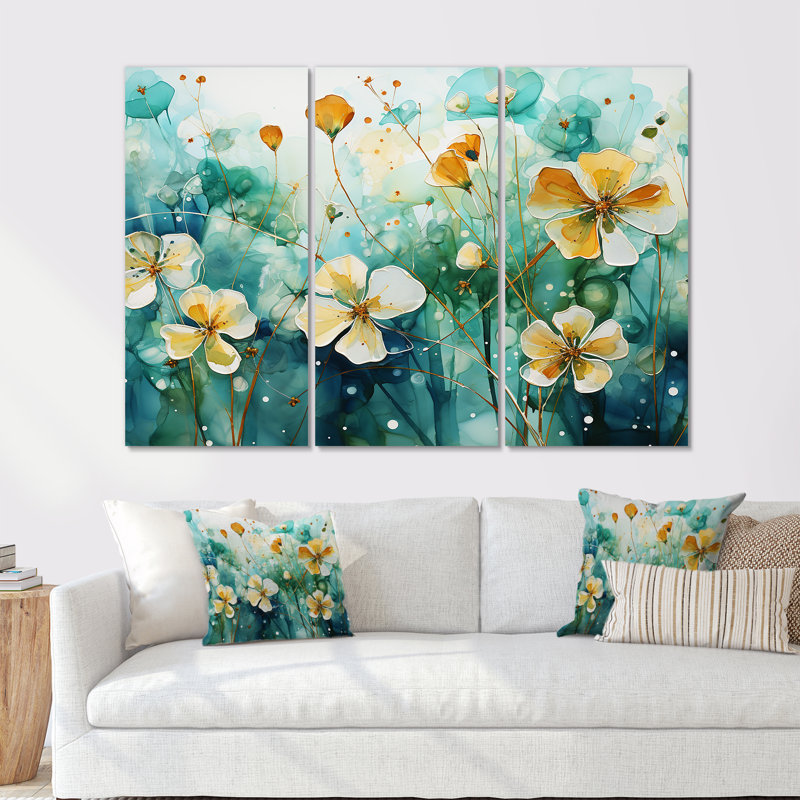 Beige transparent botanique, élégance florale - ensemble de plantes sur toile, Toile tendue, H 40 po x l 60 po x P 1 po