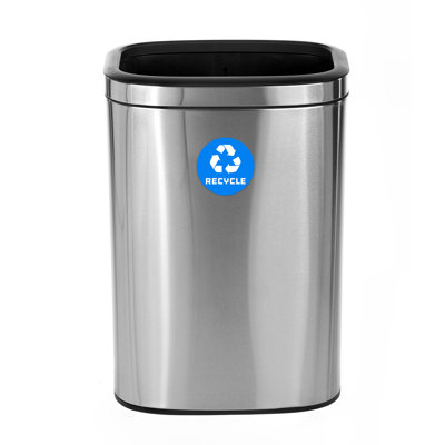 Poubelle de recyclage intérieure de 10,5 gallons en acier inoxydable à ouverture supérieure avec doublure, pour cuisine ou bureau.