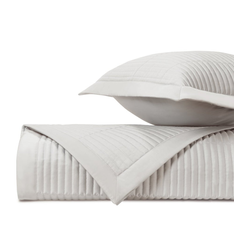 Channel Quilted Sateen Coverlet, Queen Coverlet / Bedspread, Oyster