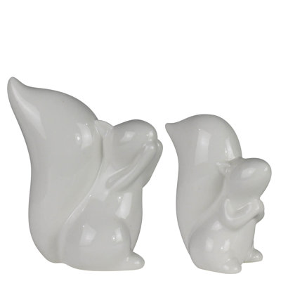 Squirrels, Ceramic - Set/2  Sm: 3.5X2x4, Lrg: 4X3x5.75