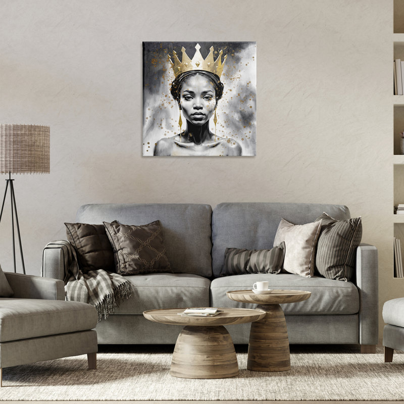 «Woman in Crown Gazing», art mural sur toile par Kim Allen, H 24 po x l 24 po