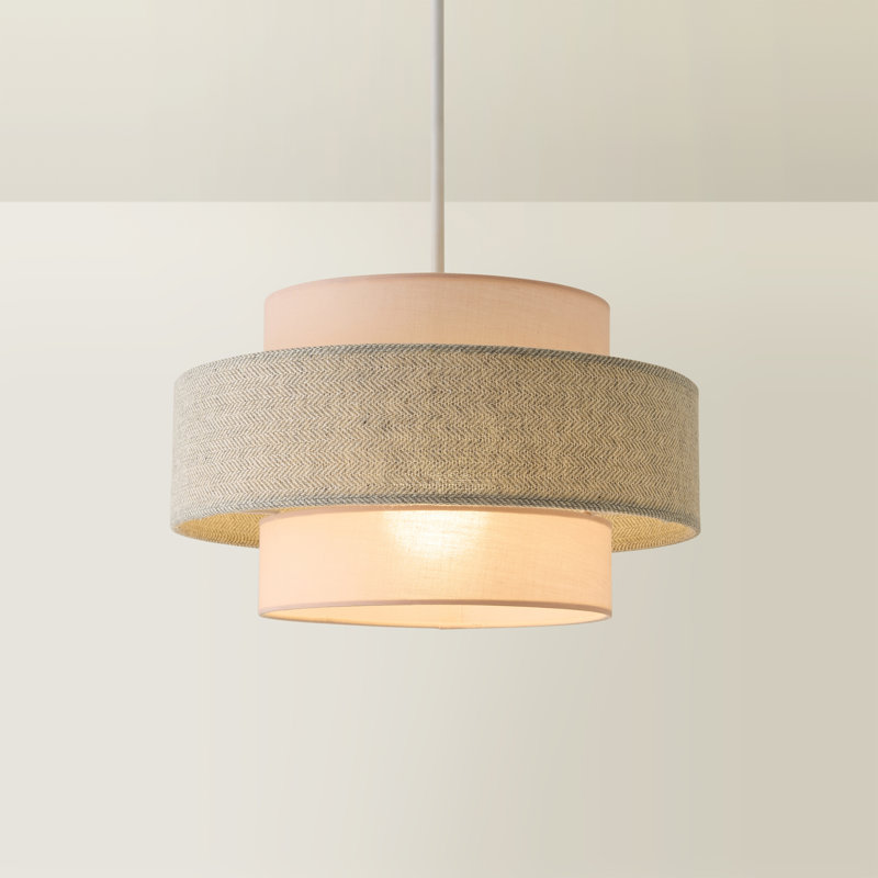 Nellie 19cm H Linen Novelty Pendant Shade ( Clip On ), Pink/Grey