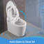 Toilette intelligente sans réservoir Alvantor, toilette de bidet une pièce, chasse d'eau automatique moderne, ouverture / fermeture automatique, siège chauffant, lavage à bulles, blanc à température réglable
