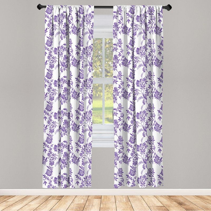 Floral Semi-Sheer Rod Pocket Curtain Panels, 28" x 84"