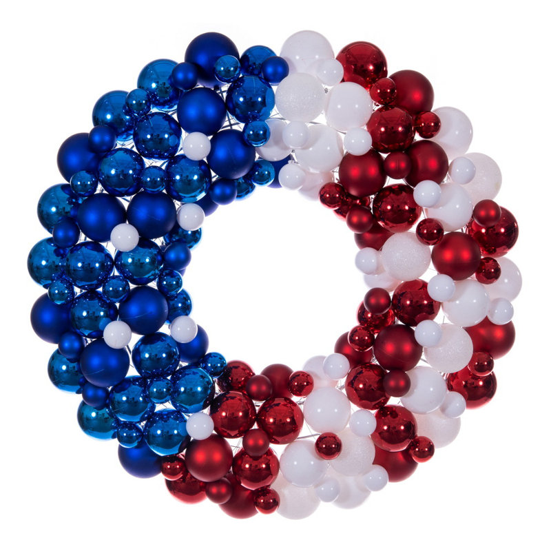  28" Red/White/Blue Ball Wreath.