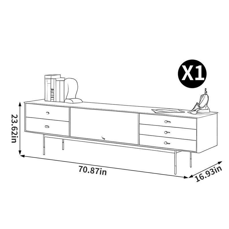 Meuble télé de style américain minimaliste, 70.87"