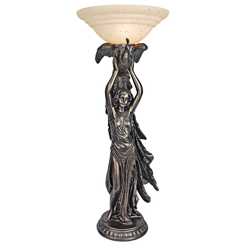 Peacock Goddess Torchiere Table Lamp