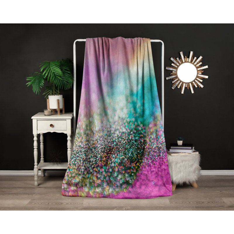 Throw Blanket, 68" W x 80" L, Abstract, Pink/Blue/Orange