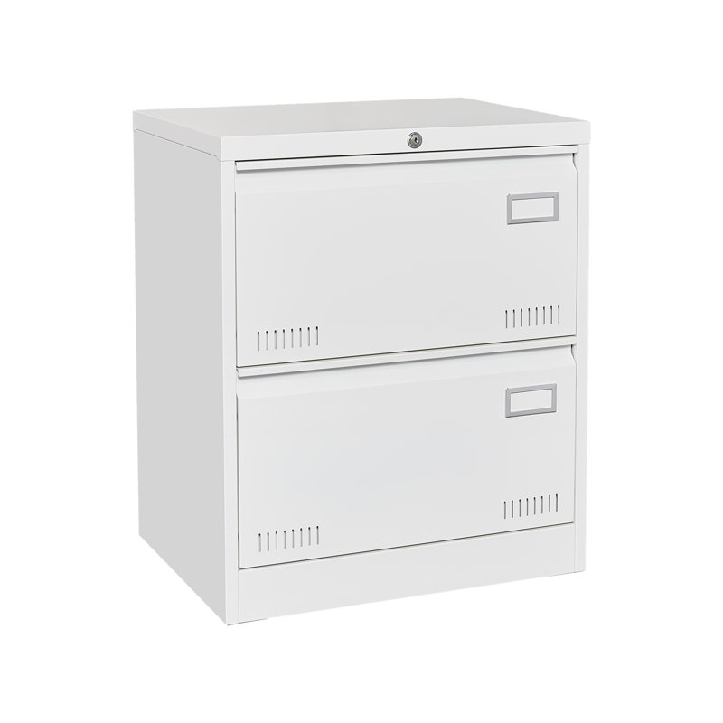 2 Drawer Metal Lateral File Cabinet With Lock, White