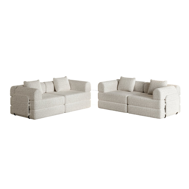 Convertible Sofa Bed, Light Khaki Fabric