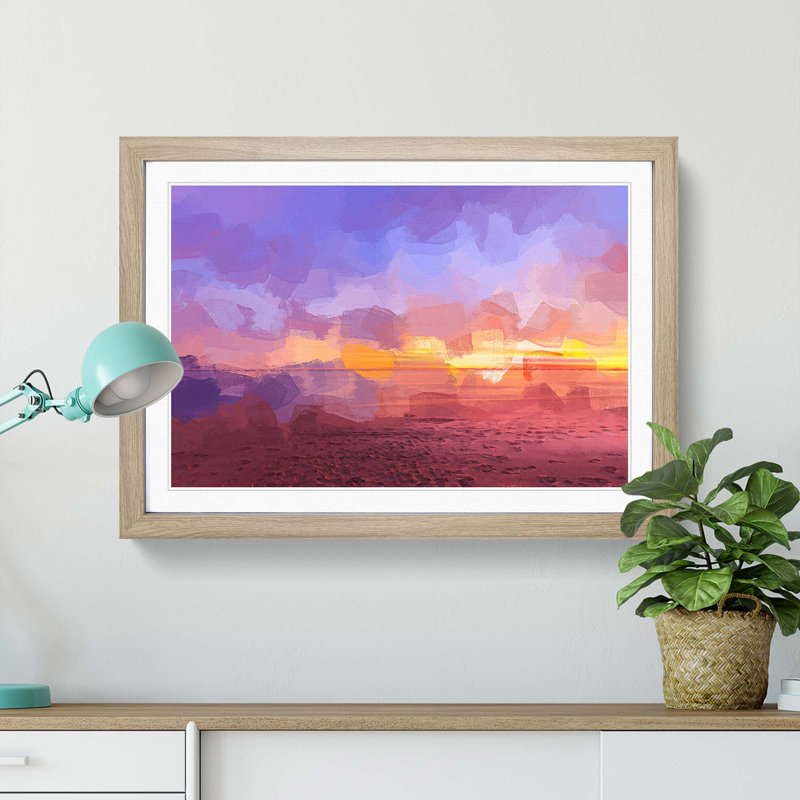 Sydney Beach in Abstract - Framed Print, Oak Framed, 48cm H x 65cm W x 2cm D