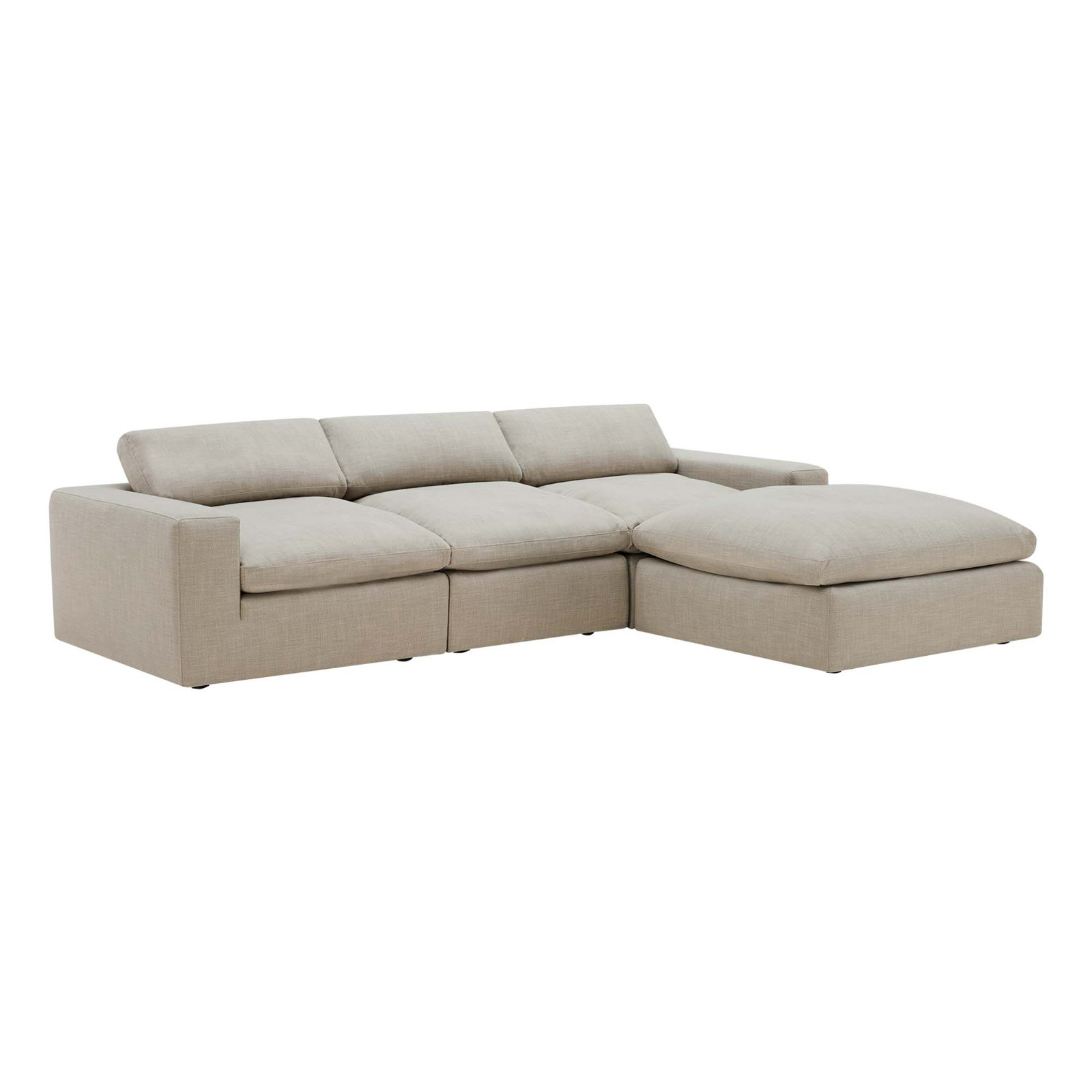 Asher 4 - Piece Upholstered Modular Sectional, Effie Flax Performance Linen