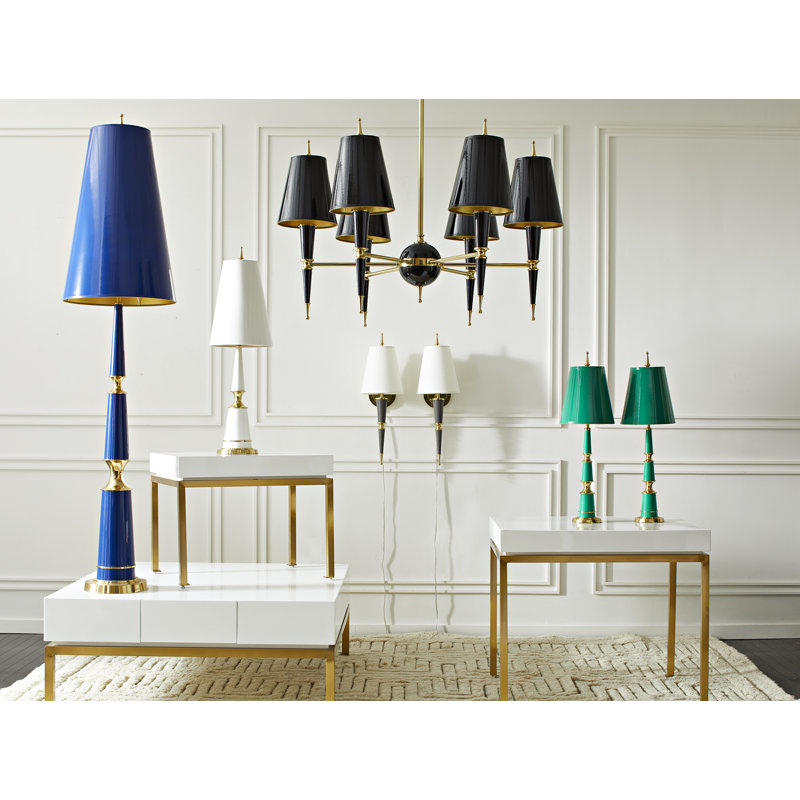 Versailles 6 - Light Chandelier, Modern Brass/Black Painted Opaque, Black Lacquer Paint/Matte Gold Lining