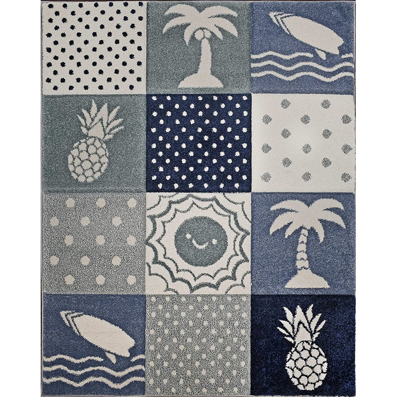 Tapis pour chambre d'enfant Mignon Island Vibes Modern Decor, Rectangle 3 pi 11 po x 5 pi 3 po