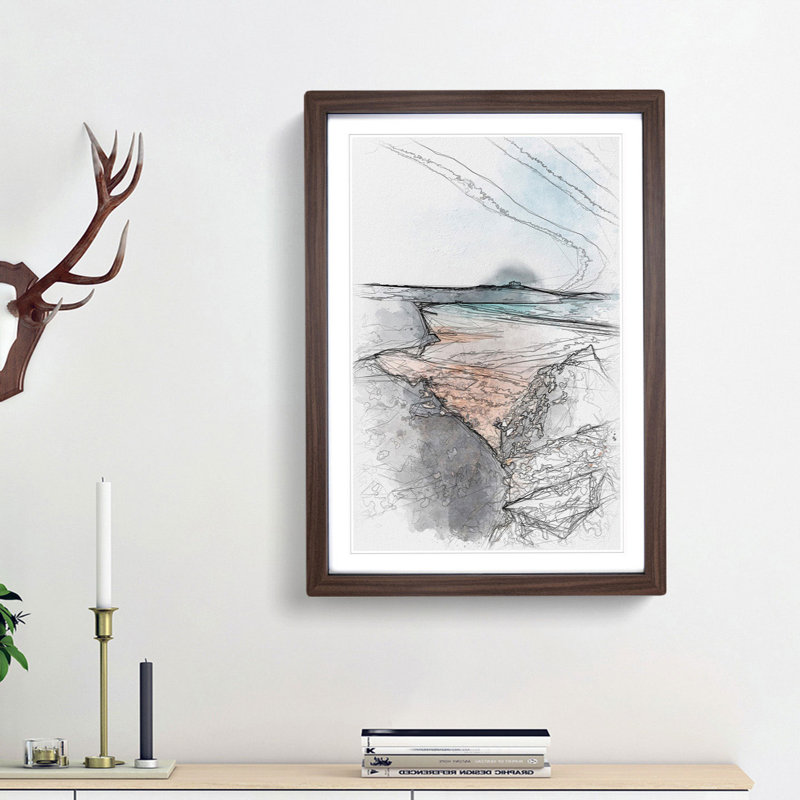 Tolcarne Beach in Newquay - Picture Frame Painting Print, 87cm H x 62cm W x 2cm D, Walnut Framed