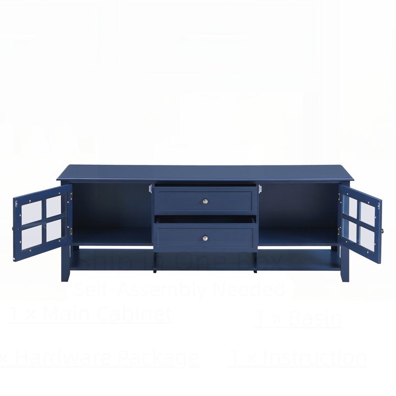 Meuble télé avec zone fonctionnelle, téléviseurs de 60 po, Blue