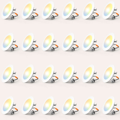 24 Pack 4 Inch LED Recessed Ceiling Lights, 7W 700LM, 5CCT Selectable, Ultra-Thin Design, Dimmable, White
