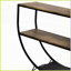 Table basse rustique industrielle Demilune avec finition brune vieillie - peu encombrante Facile à assembler pour le salon