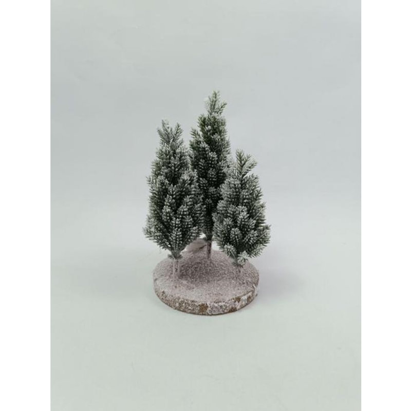 Frosted Trio Of Pine Trees Christmas Decoration - 8" - Unlit