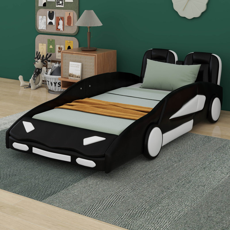 Addalynn Twin Size Race Car-Shaped Platform Bed, Black