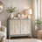 Wooden Relief 2 Door Floral Room Cabinet With Cream Front Doors And Cascading Leaf Design